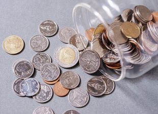 Save coins money for retirement and account banking for finance concept