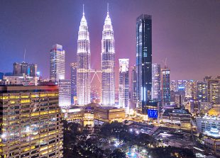 Kuala Lumpur Modern Downtown skyline at night Travel Malaysia