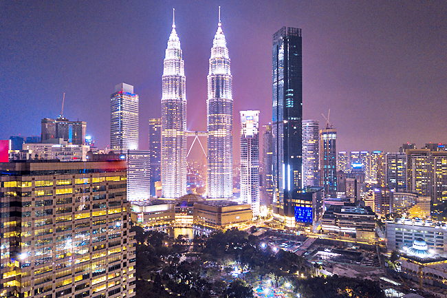 Kuala Lumpur Modern Downtown skyline at night Travel Malaysia
